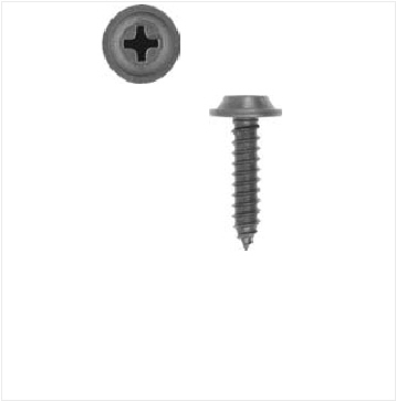 200430: #8 X 3/4" BLACK E-COAT, FIXED WASHER PHILLIPS TAPPING AUTOMOTIVE SCREW - 100 PACK