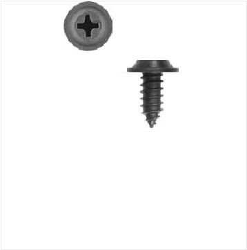 200456: #10 X1.2" BLACK E-COAT, FIXED WASHER PHILLIPS TAPPING AUTOMOTIVE SCREW - 100 PACK