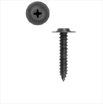 200457: #10 X1" BLACK E-COAT, FIXED WASHER PHILLIPS TAPPING AUTOMOTIVE SCREW - 100 PACK