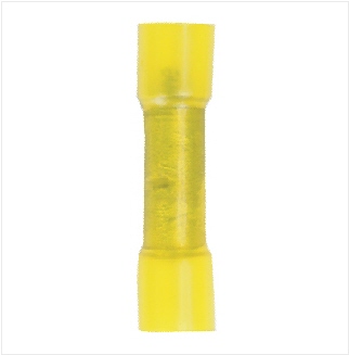 396190: 12-10 WIRE GAUGE RANGE, NYLON INSULATED SEAMLESS YELLOW BUTT CONNECTOR - 50 PACK