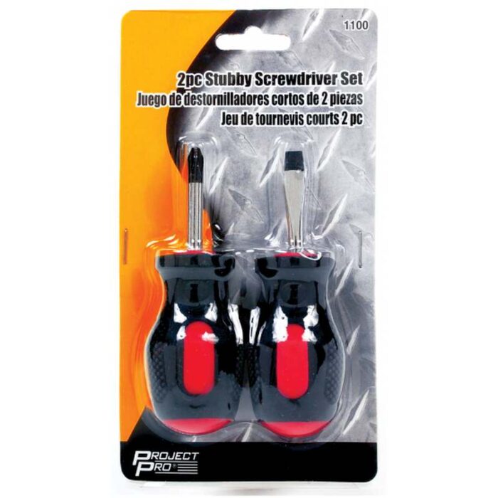 PP1100: 2 PIECE STUBBY SCREWDRIVER SET - PROJECT PRO TOOL TABLE - Image 2