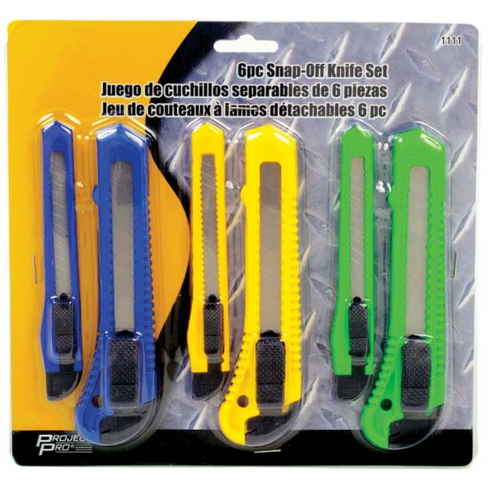 PP1111: 6 PIECE SNAP OFF RAZOR KNIFE SET - PROJECT PRO TOOL TABLE - Image 2