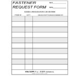 FASTENER REQUEST FORM FOR COST RECOVERY SYSTEM