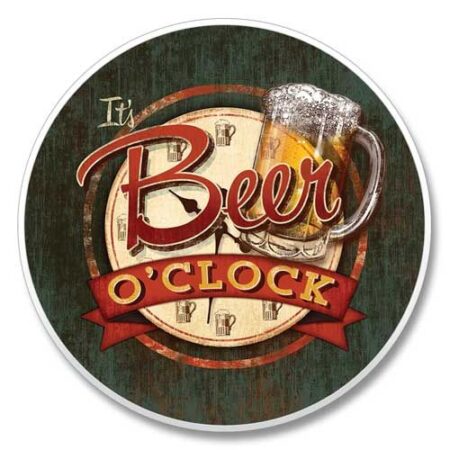 03-00156: IT'S BEER O'CLOCK ABSORBASTONE® ABSORBENT STONE CAR COASTER - HIGHLAND GRAPHICS