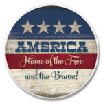 03-01313: AMERICA HOME OF THE FREE AND BRAVE ABSORBASTONE® ABSORBENT STONE CAR COASTER - HIGHLAND GRAPHICS