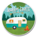 03-01318: HAPPY CAMPER ABSORBASTONE® ABSORBENT STONE CAR COASTER - HIGHLAND GRAPHICS