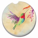 08360: RED HUMMINGBIRD ABSORBENT STONE CAR COASTER - COUNTER ART