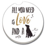 08630: LOVE A DOG ABSORBENT STONE CAR COASTER - COUNTER ART