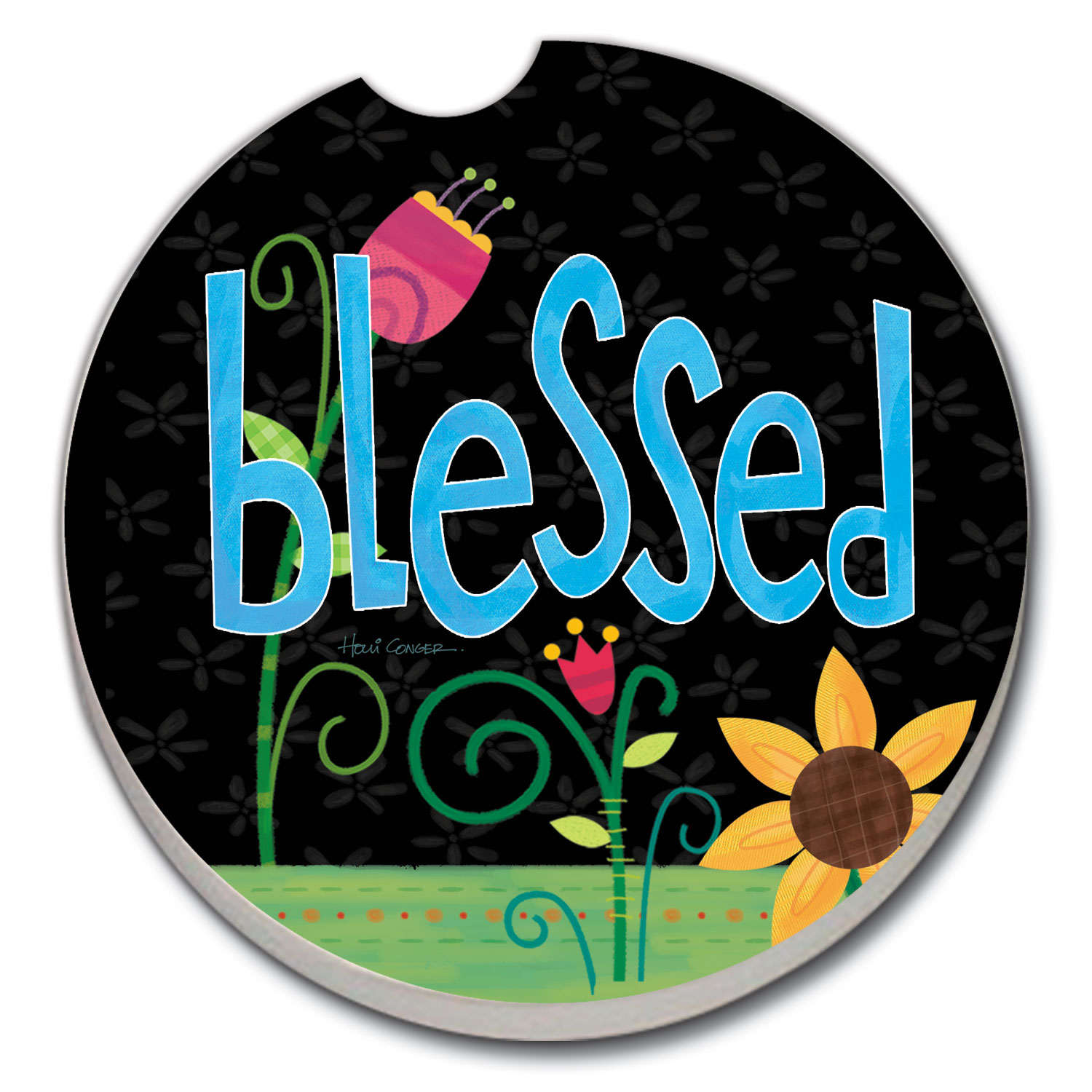 08798: BLESSED ABSORBENT STONE CAR COASTER - COUNTER ART