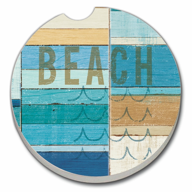 08892: BEACHCAPES ABSORBENT STONE CAR COASTER - COUNTER ART