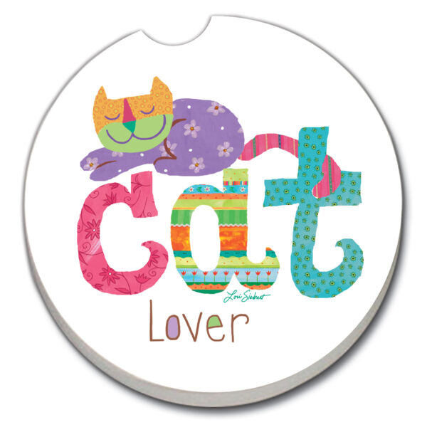 10878: CAT LOVER ABSORBENT STONE CAR COASTER - COUNTER ART