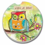 10884: LIFE'S A HOOT ABSORBENT STONE CAR COASTER - COUNTER ART