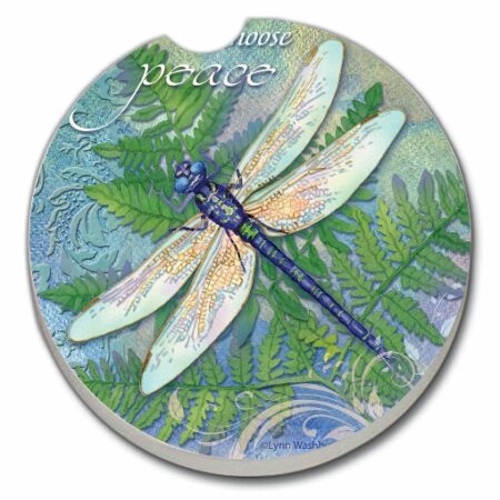 11316: DRAGONFLY INSPIRATION ABSORBENT STONE CAR COASTER - COUNTER ART