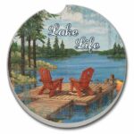 12678: LAKE LIFE ABSORBENT STONE CAR COASTER - COUNTER ART