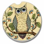 12819: WISE OWL ABSORBENT STONE CAR COASTER - COUNTER ART