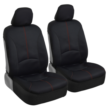 MTSC-264-RD: MOTOR TREND® WATERPROOF SIDELESS FRONT SEAT COVER - RED STITCH - BDK USA