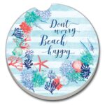 03-01399: BEACH INSPIRATION ABSORBASTONE® ABSORBENT STONE CAR COASTER - HIGHLAND GRAPHICS