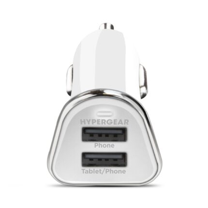 15180: HYPERGEAR HI-POWER DUAL USB 3.4A CAR CHARGER - WHITE - HYPERCEL