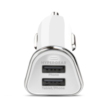 15180: HYPERGEAR HI-POWER DUAL USB 3.4A CAR CHARGER - WHITE - HYPERCEL