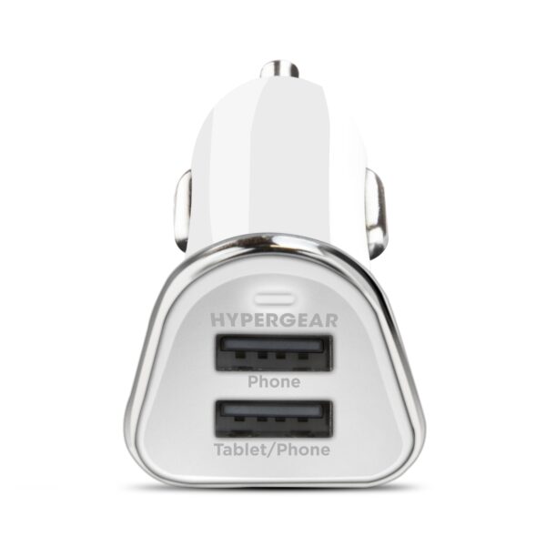 15180: HYPERGEAR HI-POWER DUAL USB 3.4A CAR CHARGER - WHITE - HYPERCEL
