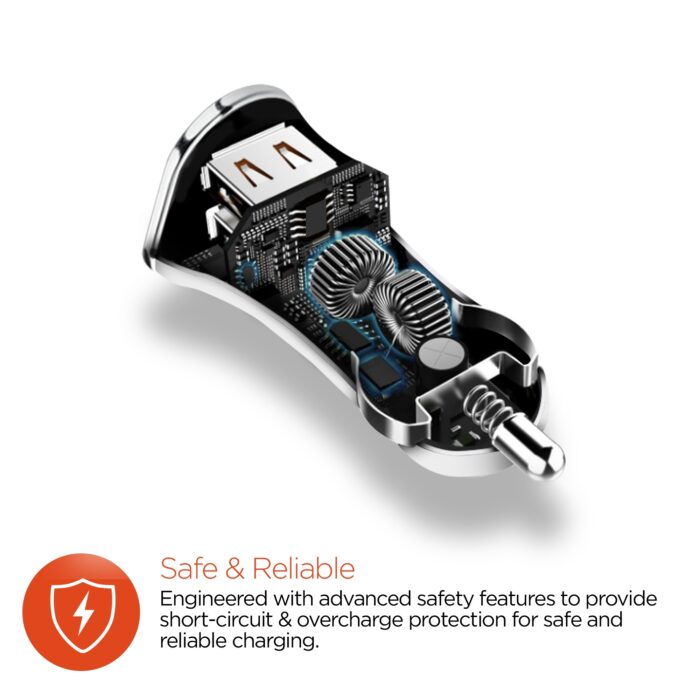 15180: HYPERGEAR HI-POWER DUAL USB 3.4A CAR CHARGER - WHITE - HYPERCEL