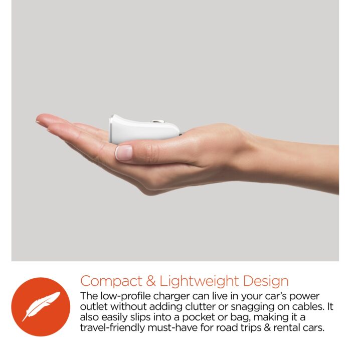 15180: HYPERGEAR HI-POWER DUAL USB 3.4A CAR CHARGER - WHITE - HYPERCEL