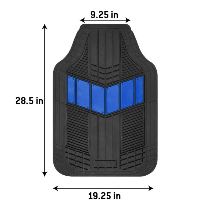 MT-688-BL: 4 PC. MOTOR TREND® HEAVY DUTY 2-TONE RUBBER FLOOR MATS - 4 PIECE SET - BLUE - BDK USA