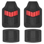 MT-688-RD: 4 PC. MOTOR TREND® HEAVY DUTY 2-TONE RUBBER FLOOR MATS - 4 PIECE SET - RED - BDK USA