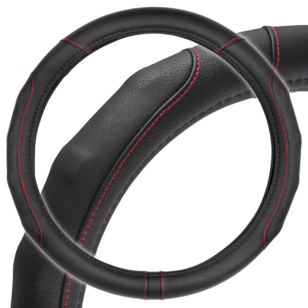 SW-761-RD-S: TUNER STITCH STEERING WHEEL COVER - RED - SMALL - BDK USA
