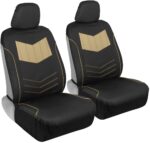 MTSC-304-BG: MOTOR TREND® SPORT FAUX LEATHER SIDELESS SEAT COVERS TWO TONE DESIGN - BLACK/BEIGE - BDK USA