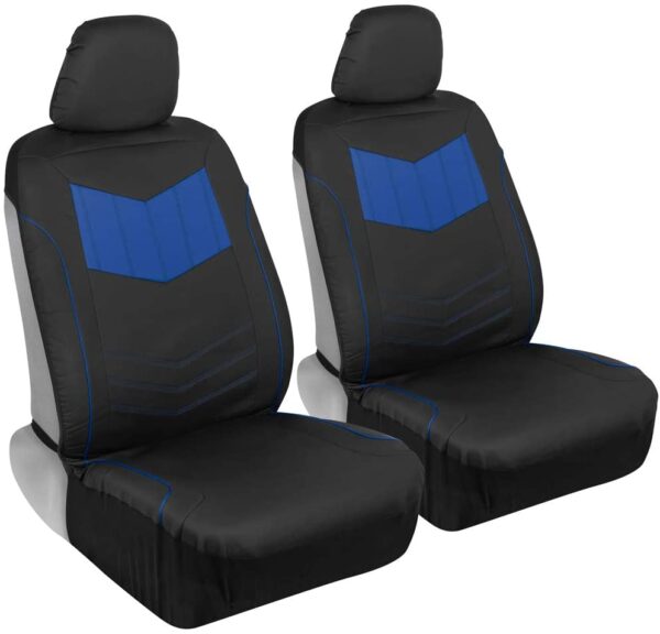 MTSC-304-BL: MOTOR TREND® SPORT FAUX LEATHER SIDELESS SEAT COVERS TWO TONE DESIGN - BLACK/BLUE - BDK USA