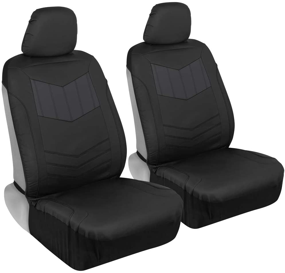 MTSC-304-CC: MOTOR TREND® SPORT FAUX LEATHER SIDELESS SEAT COVERS TWO TONE DESIGN - BLACK/CHARCOAL - BDK USA