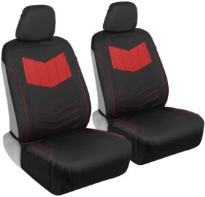MTSC-304-RD: MOTOR TREND® SPORT FAUX LEATHER SIDELESS SEAT COVERS TWO TONE DESIGN - BLACK/RED - BDK USA