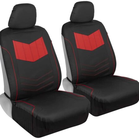 MTSC-304-RD: MOTOR TREND® SPORT FAUX LEATHER SIDELESS SEAT COVERS TWO TONE DESIGN - BLACK/RED - BDK USA