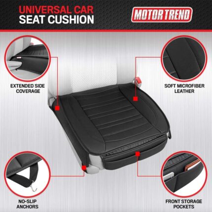 MTSC-420-BK: MOTOR TREND® FAUX LEATHER FRONT SEAT CUSHION - BLACK - BDK USA
