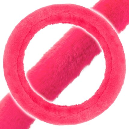 SW-920-HP: FAUX WOOL PLUSH STEERING WHEEL COVER - HOT PINK - BDK USA
