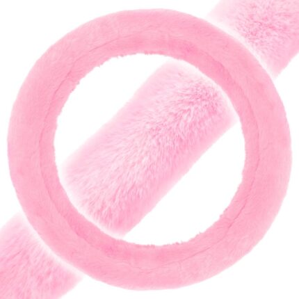 SW-920-PK: FAUX WOOL PLUSH STEERING WHEEL COVER - PINK - BDK USA