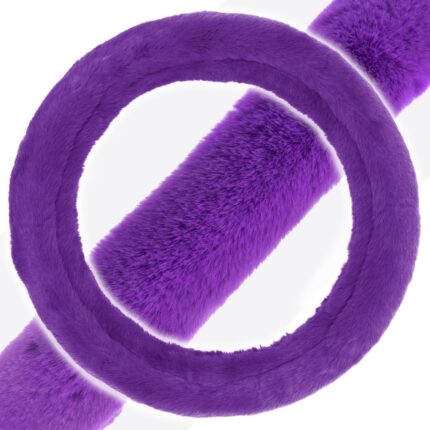 SW-920-PP: FAUX WOOL PLUSH STEERING WHEEL COVER - PURPLE - BDK USA