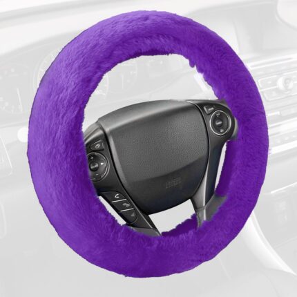 SW-920-PP: FAUX WOOL PLUSH STEERING WHEEL COVER - PURPLE - BDK USA