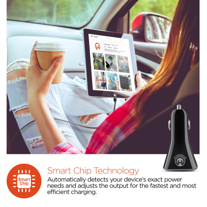 14269: HYPERGEAR HIGH-POWER QUAD USB 6.8A CAR CHARGER - BLACK - HYPERCEL