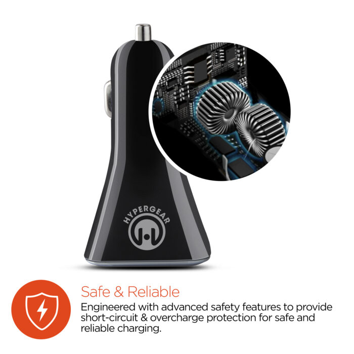 14269: HYPERGEAR HIGH-POWER QUAD USB 6.8A CAR CHARGER - BLACK - HYPERCEL