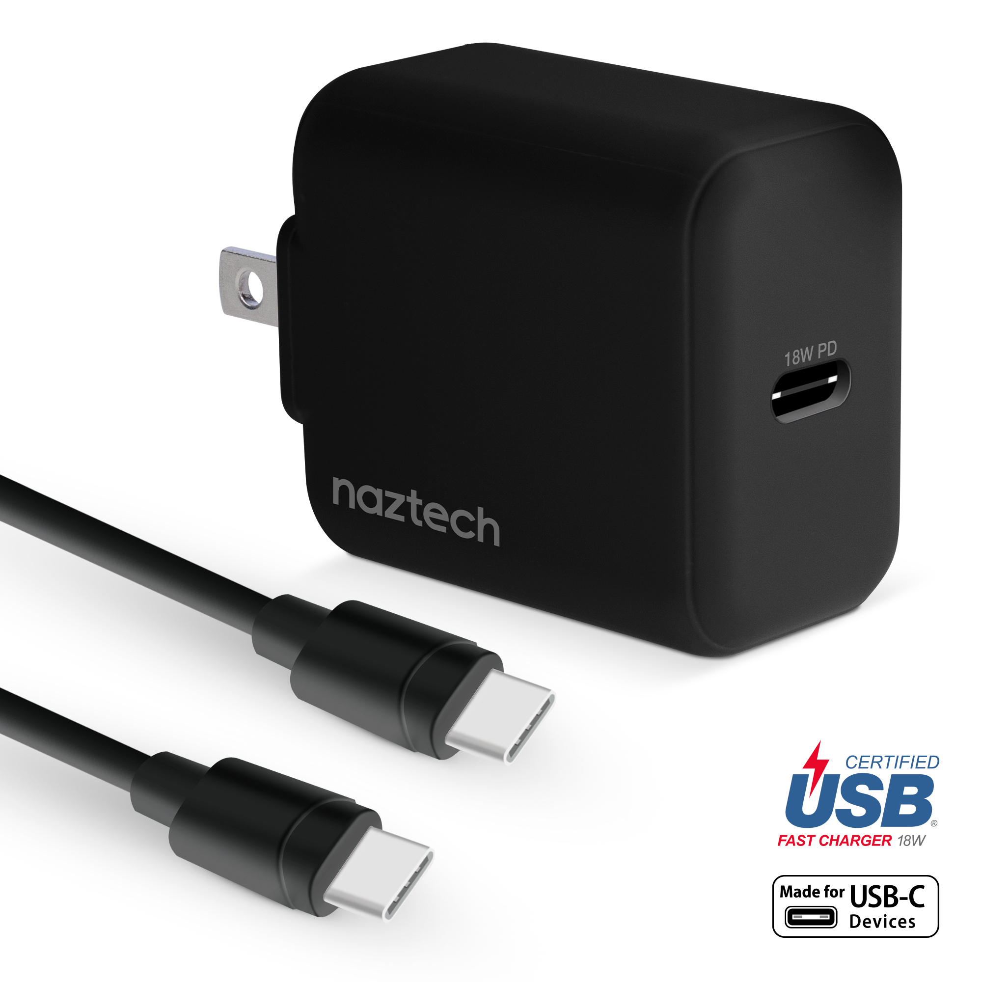 15397: NAZTECH 20W PD FAST WALL CHARGER & USB-C TO USB-C CABLE - HYPERCEL