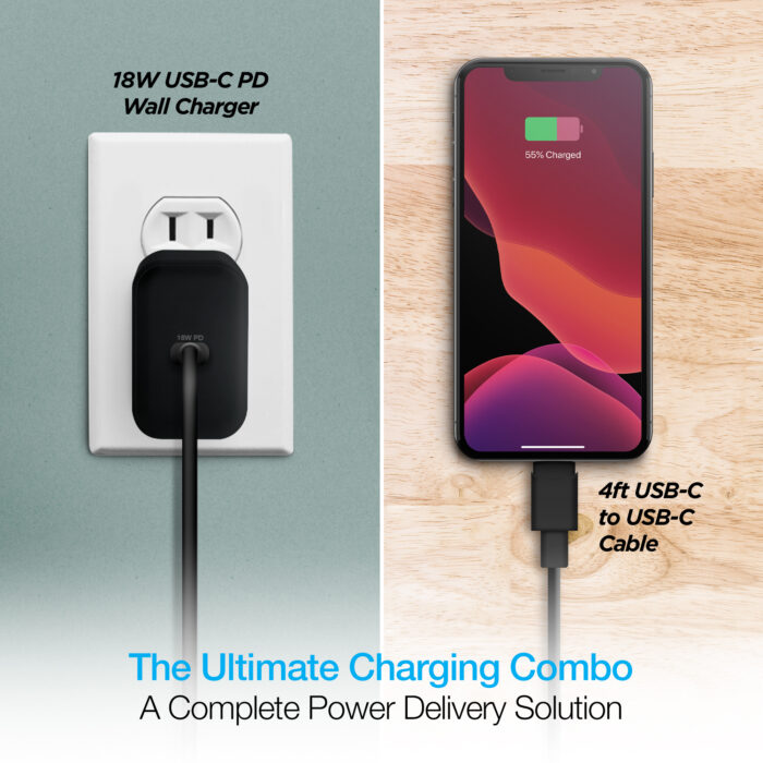 15397: NAZTECH 20W PD FAST WALL CHARGER & USB-C TO USB-C CABLE - HYPERCEL