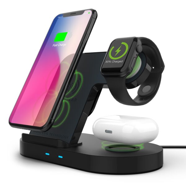 15328: HYPERGEAR 3-IN-1 WIRELESS CHARGING DOCK - BLACK - HYPERCEL