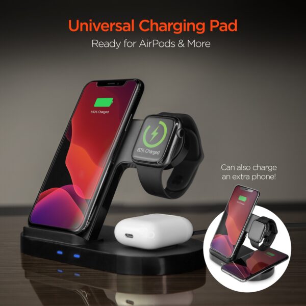 15328: HYPERGEAR 3-IN-1 WIRELESS CHARGING DOCK - BLACK - HYPERCEL