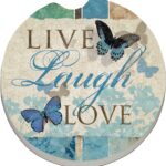 08397: LIVE LAUGH LOVE ABSORBENT STONE CAR COASTER - COUNTER ART