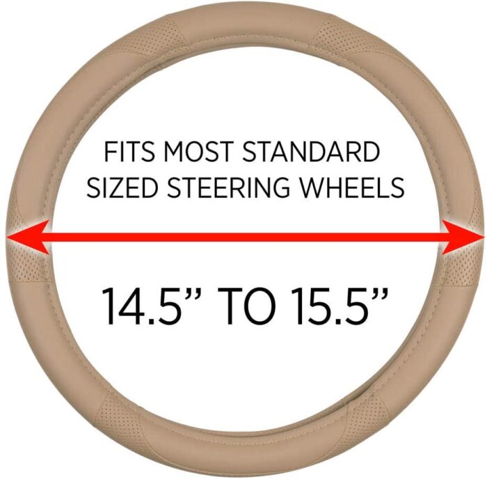 SW-809-BG: MOTOR TREND BEIGE PERFORATED STEERING WHEEL COVER - BEIGE - MEDIUM - BDK USA - Image 3