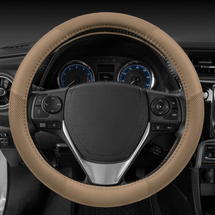 SW-809-BG: MOTOR TREND BEIGE PERFORATED STEERING WHEEL COVER - BEIGE - MEDIUM - BDK USA - Image 4