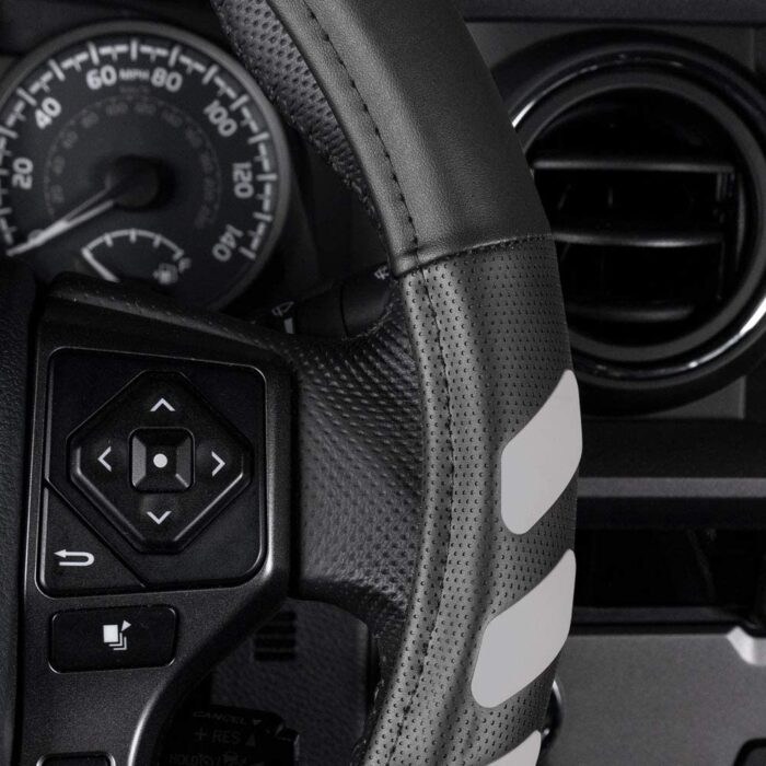 CASW-203-GR-L: CATERPILLAR TRUCK STEERING WHEEL COVER - BLACK/GRAY - LARGE - BDK USA - Image 3
