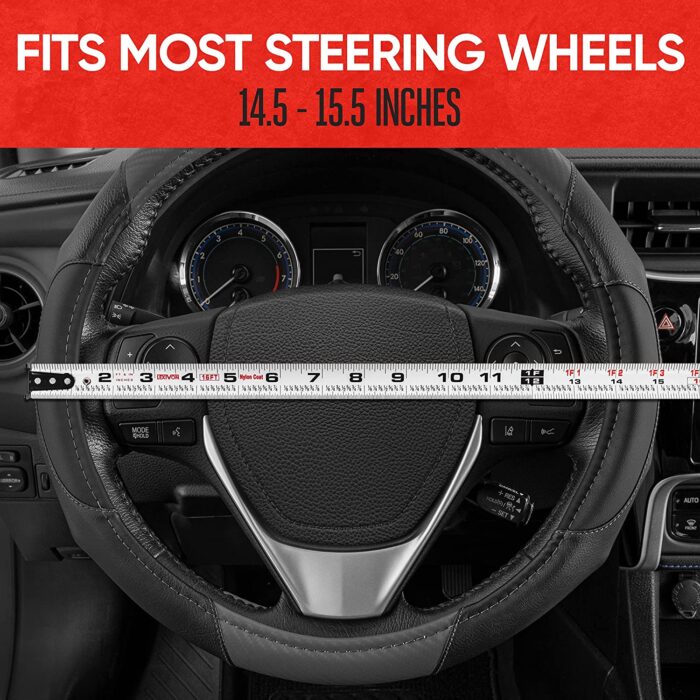 SW-712-GR: CARBON FIBER MEDIUM STEERING WHEEL COVER - GRAY - MEDIUM - BDK USA - Image 3
